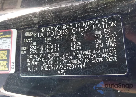 2016 Kia Soul ! z USA, uszkodzony, nr VIN KNDJN2A2XG7307744